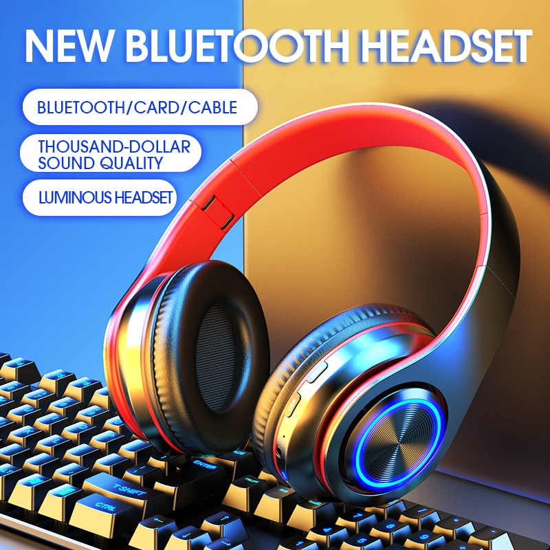 B39 Headset Wireless Bluetooth Headset Colorful Luminous Card-Inserting Game Music Sports Support Mobile Phone Computer